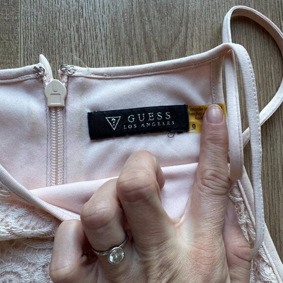 Romantic, Quiet Luxury | Blush Lace Dress | GUESS Size 0 | Wedding Guest - Picture 4 of 5